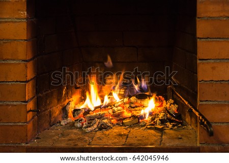 Fire On Burnt Woods Fireplace Country Stock Photo Edit Now