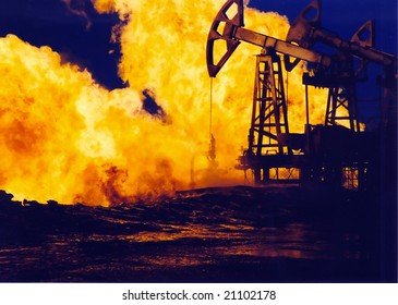 Fire On An Oil Well