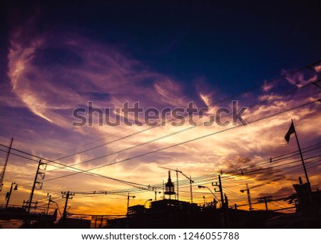Fire on sky, Cloud that look like fire on evening sky