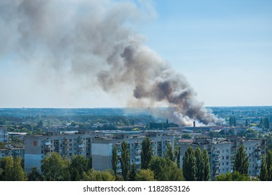 Fire At A Paper Mill In The City