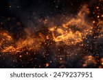 Fire With Particles On Dark Background