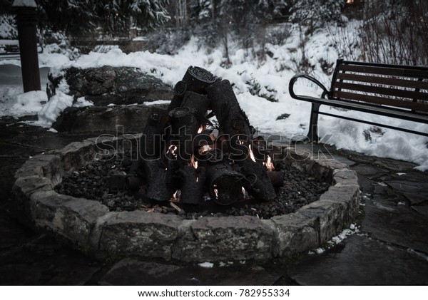 Fire Pit Benches Surrounded By Snow Stock Photo Edit Now 782955334