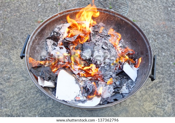 Fire Pit Burning Papers Letters Flames Stock Photo Edit Now