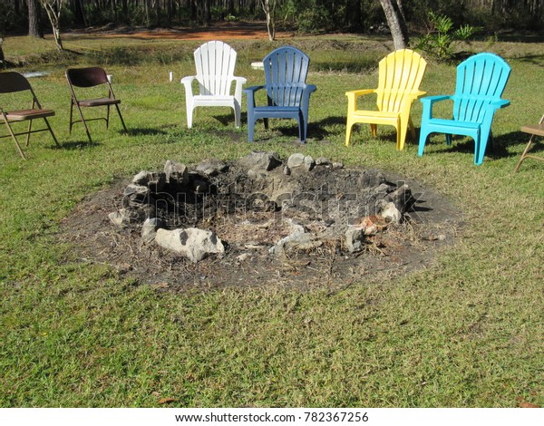 Fire Pit Chairs Grass Stock Photo Edit Now 782367256