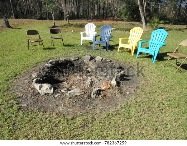 Fire Pit Chairs Grass Stock Photo Edit Now 782367259