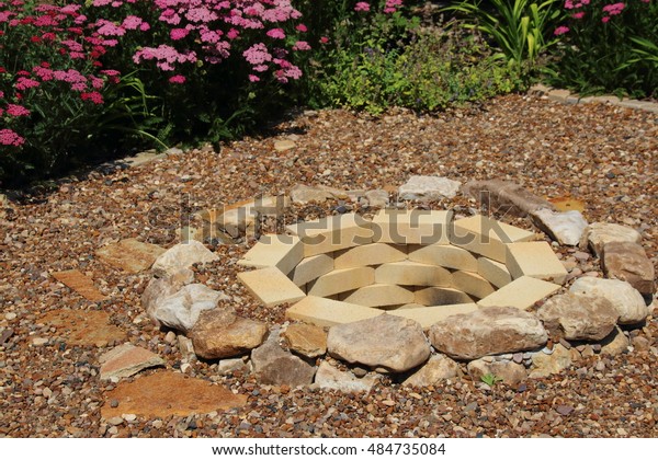 Fire Pit Made Yellow Aluminous Bricks Stock Photo Edit Now 484735084