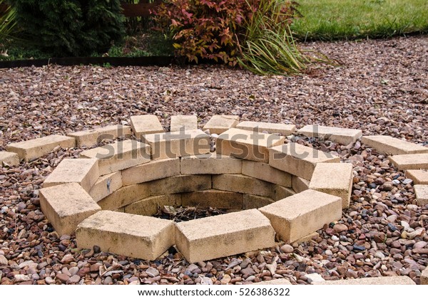 Fire Pit Made Yellow Aluminous Bricks Stock Photo Edit Now 526386322