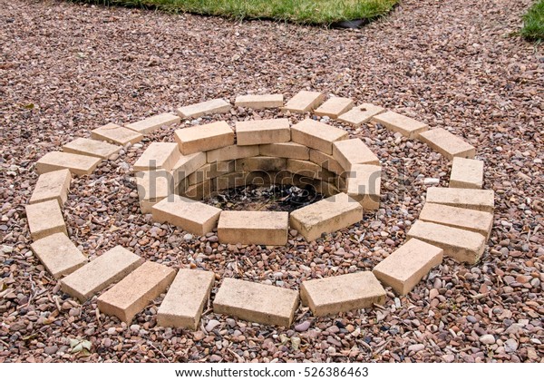 Fire Pit Made Yellow Aluminous Bricks Parks Outdoor Sports