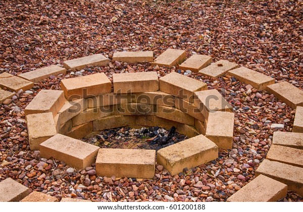 Fire Pit Made Yellow Aluminous Bricks Stock Photo Edit Now 601200188