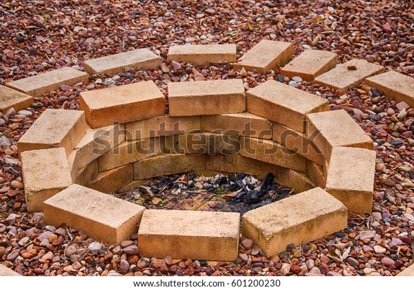 Fire Pit Made Yellow Aluminous Bricks Parks Outdoor Technology