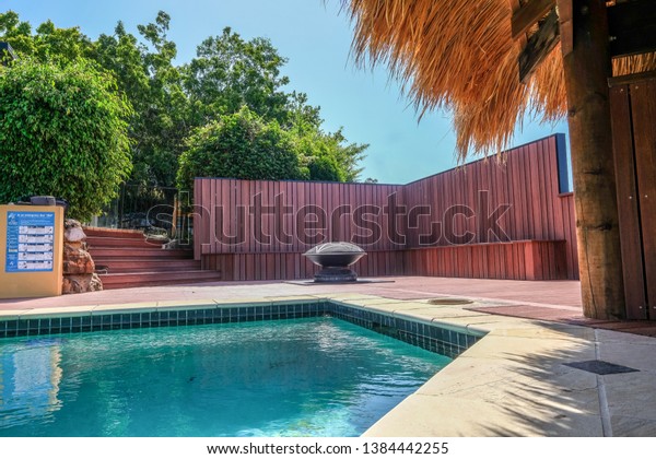 Fire Pit Next Pool Bar Nice Stock Image Download Now