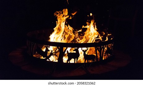 Fire Pit On A Chilly Fall Evening. 