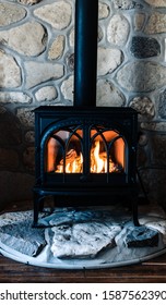 Fire Place In A Cabin