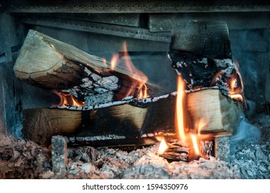 Fire Place In A Cabin