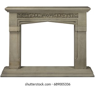 Fire Place Mantle, Carved Stone Decorative, With Clipping Path.