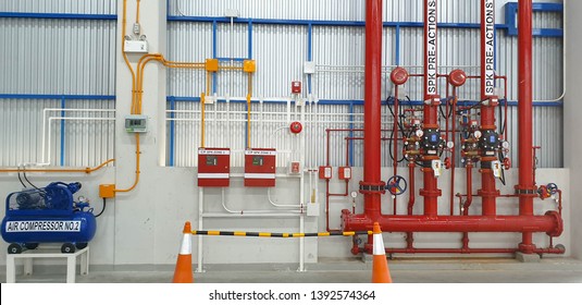 Fire protection Preaction ( Pre-action ) system control sprinkler system, Dry pipe system, water safety system - Shutterstock ID 1392574364