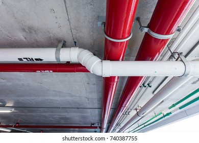 Fire Protection System, Main Sprinkler Line On Ceiling, .