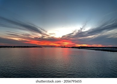 Fire Red Sunset On The Delaware River