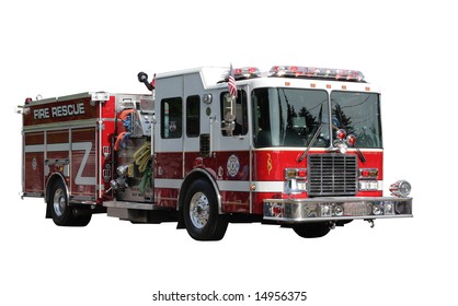 Fire Rescue Truck isolated on white clipping path included