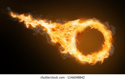 Fire ring with flame trail 