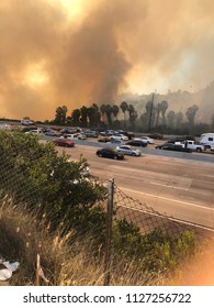 Fire In San Diego,Ca On The 8 Freeway