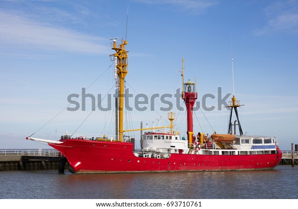Fire ship at the harbor, Cuxhaven, Lower saxony,\
Germany, Europe