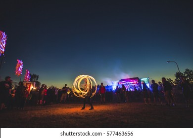 Fire show on music festival. - Shutterstock ID 577463656