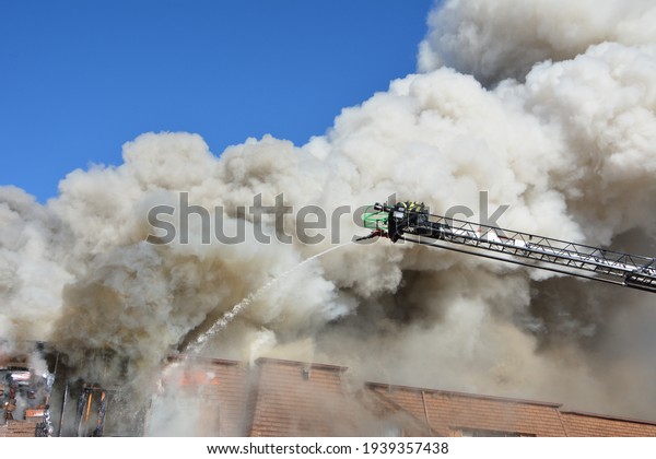 fire smoke fire fighters\
 fire trucks