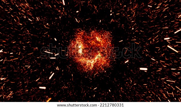 fire sparks from campfire over black background.\
Super slow motion of fire sparks isolated on black background.\
Filmed on high speed\
cinema
