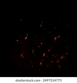 Fire sparks flying up. Burning glowing particles. Realistic isolated fire effect with smoke for decoration - Powered by Shutterstock