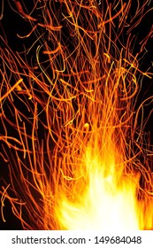 Fire spitting trailing sparks