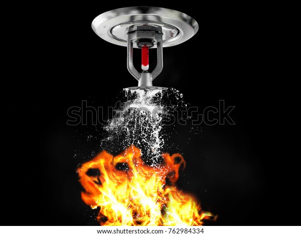 Fire Sprinkler Spraying Fire Water On Stock Photo (Edit Now) 762984334