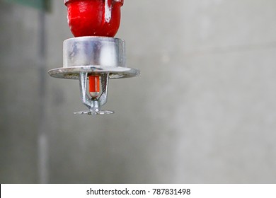 Fire Sprinkler System With Red Pipe.