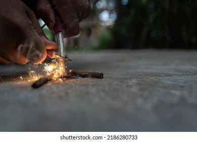 Fire Starter Including Magnesium Rod And Scraper For Outdoor Camping Survival