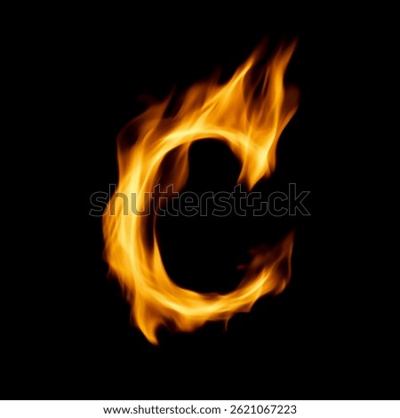 Fire Subtle Flame Letter C Overlay - Realistic Burning Text Effect for Dramatic Designs. Perfect for Action, Sports and Bold Branding Projects.  