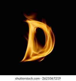 Fire Subtle Flame Letter D Overlay - Realistic Burning Text Effect for Dramatic Designs. Perfect for Action, Sports and Bold Branding Projects.  
