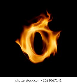Fire Subtle Flame Letter O Overlay - Realistic Burning Text Effect for Dramatic Designs. Perfect for Action, Sports and Bold Branding Projects.  