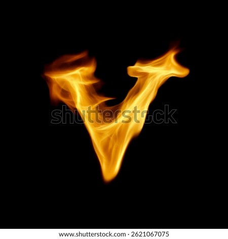 Fire Subtle Flame Letter V Overlay - Realistic Burning Text Effect for Dramatic Designs. Perfect for Action, Sports and Bold Branding Projects.  