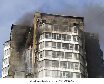 a fire in a tall building