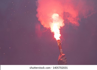 Fire Torch From A Football Supporter