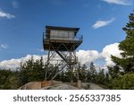A fire tower on top of Beech Mountain in Maine