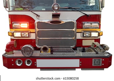 Fire Truck Front View. Isolated