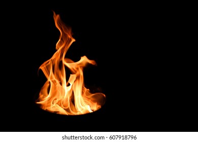 Fire. The fire is very hot. Don't play with it. - Shutterstock ID 607918796