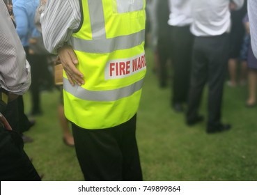 Fire Warden Man In The Training Of Emergency Fire Drill 