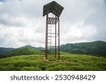  fire watch tower for forest guards between mountains