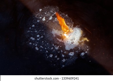 Fire In Water From Calcium Carbide.