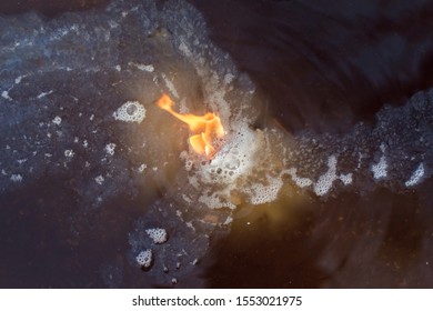 Fire In Water From Calcium Carbide.