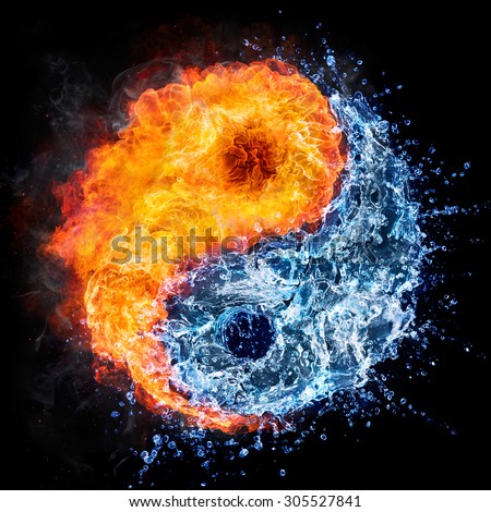 fire and water - yin yang concept - tao symbol