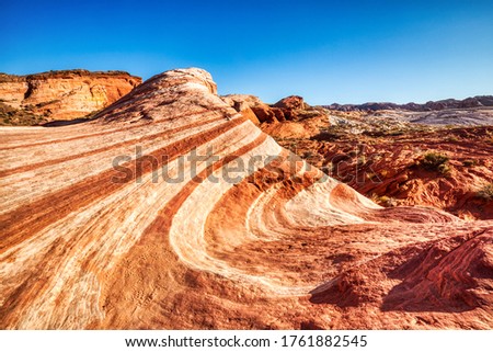 Fire Wave in Valley of Fire State Park at Sunset near Las Vegas, Nevada, USA
