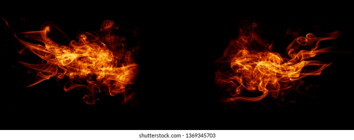 Fire wings isolated on black background